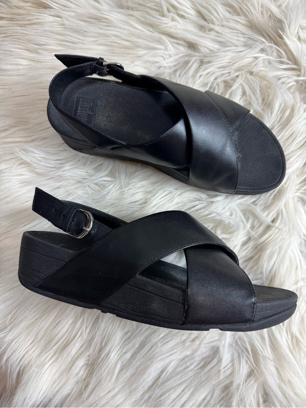 Fit Flop Black Women's Slingback Cross-Strap Sandals US 7